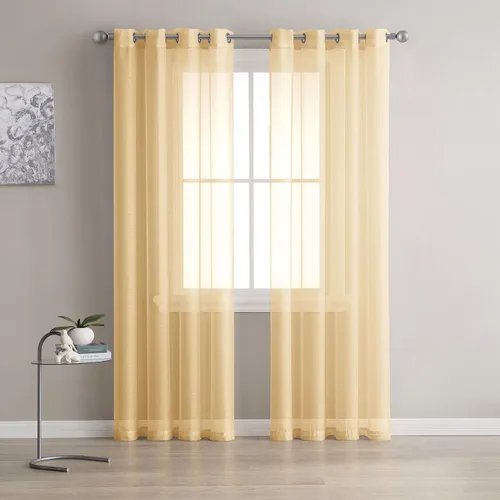 Miniatura 8 de Warm Home Designs Cortinas transparentes con ojales para habitación, cocina, habitación de los niños o sala de estar, 2 paneles con volados, de 54