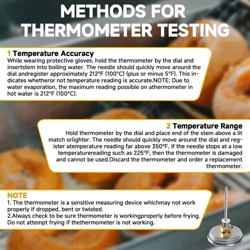 Miniatura 9 de Termómetro de freidora 5070 mejorado de repuesto para freidoras Bayou de 2.5/4/9 galones, termómetro de aceite de 50-550 °F con cuerpo de acero