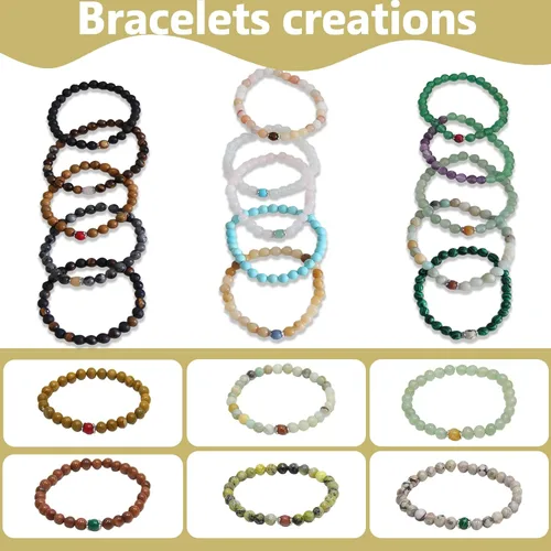 Miniatura 6 de 8mm Cuentas Redondas de Piedra Natural - Cuentas de Gemas Sueltas - Orificio de 1mm para Hacer Joyería, Embaladas en Caja (15 Materiales -2, 8mm)