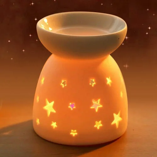 Horno de cera, calentador de horno de aceite de cerámica para hornos de cera perfumada, soporte de luz de té, lámpara de fragancia nocturna de