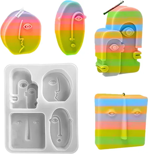 Miniatura 9 de 4 moldes de silicona para velas de cara humana 3D, escultura de pilar, moldes votivos para hacer velas, hecho a mano, jabón, yeso, resina