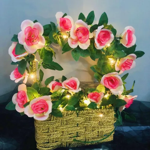 Miniatura 9 de Guirnalda de luces artificiales de vid de rosas de 7.5 pies, funciona con pilas, guirnalda de rosas para San Valentín, boda, dormitorio, fiesta