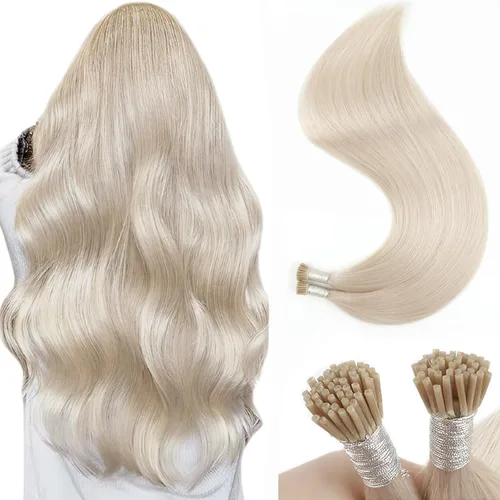 Miniatura 11 de Sixstarhair Extensiones de cabello humano de queratina con punta en I de 14 pulgadas, color marrón chocolate, extensiones de cabello lacio y sedoso