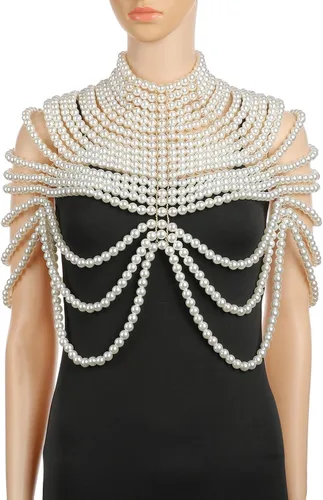 Miniatura 6 de Pearl Body Chain Bra Necklace Pearl Shawl Top Chain Jewelry Fashion Shoulder Body Jewelry Accessories for Women
