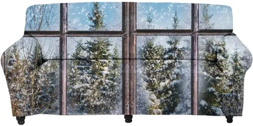 Horeset Snowy Tree - Funda de sofá para 2 cojines, decoración del hogar, funda protectora de muebles para perro, impermeable y lavable Árbol nevado