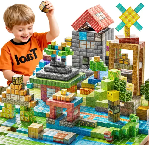 Miniatura 7 de Bloques Magnéticos de Juguete para Niños, 110 PCS Bloques de Construcción Magnéticos, Juguete de Apilamiento Sensorial STEM Montessori para Niños