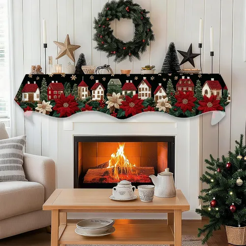 Miniatura 8 de BVBOX Bufanda Decorativa para Repisa de Chimenea Navideña, Cubierta Corredor para Repisa de Chimenea de Navidad e Invierno