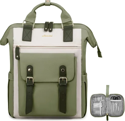Miniatura 45 de LOVEVOOK - Mochila para laptop de mujer, bolsa de trabajo, viaje, computadora, mochila para maestra o enfermera, bolsa para libros, beige verde