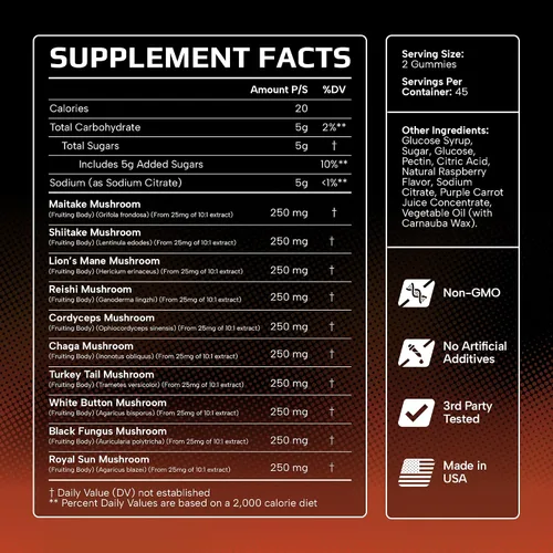 Miniatura 7 de Effective Nutra Gomitas de hongos de 2500 mg – Melena de León 10 en 1, Reishi, Chaga, Cordyceps y más – Enfoque, claridad, memoria, inmunidad