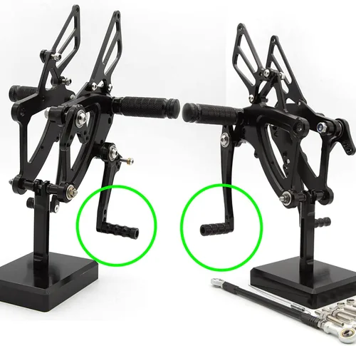 Miniatura 5 de Estriberas de freno para palanca de cambios de motocicleta con agujero de 0.236 in, pedal universal para retrasos, color negro