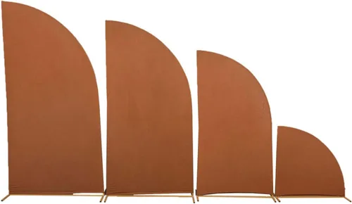Miniatura 202 de Efavormart - Juego de 4 fundas de elastano beige para arco de media luna, fundas de telón de fondo Chiara de 2.5 pies a 7 pies para escenarios