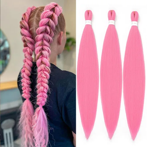 Miniatura 21 de Cabello trenzado preestirado de 24 pulgadas, 8 paquetes de extensiones de cabello sintético de fácil trenzado sintético profesional suave textura #1B