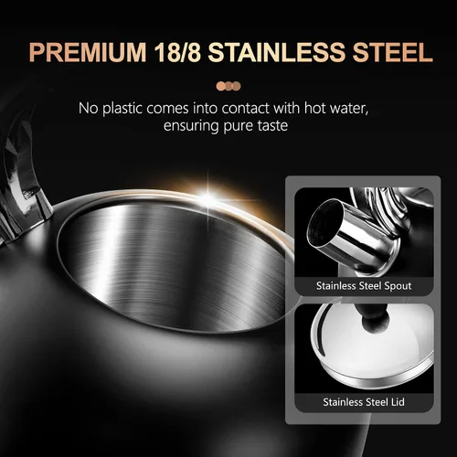 Miniatura 5 de SUSTEAS Hervidor de té – Hervidor silbante de 3.17 cuartos con mango ergonómico – Ollas de té de acero inoxidable de alta calidad para estufa
