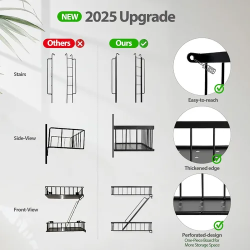 Miniatura 5 de SweetSage Estante de Pared para Salida de Emergencia - Estante Decorativo de Escalera de Nueva York, Estante Flotante de Arte de Pared en Metal Negro