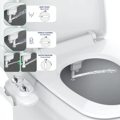 Miniatura 3 de BD158 Accesorio de bidé ultradelgado para inodoro – Accesorio de asiento de inodoro mecánico no eléctrico con boquilla autolimpiante y presión