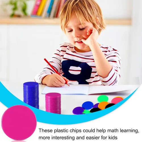 Miniatura 6 de Coopay 10 colores de 1.2 pulgadas de plástico para contadores de aprendizaje, discos de conteo de fichas de bingo para práctica de matemáticas y 300