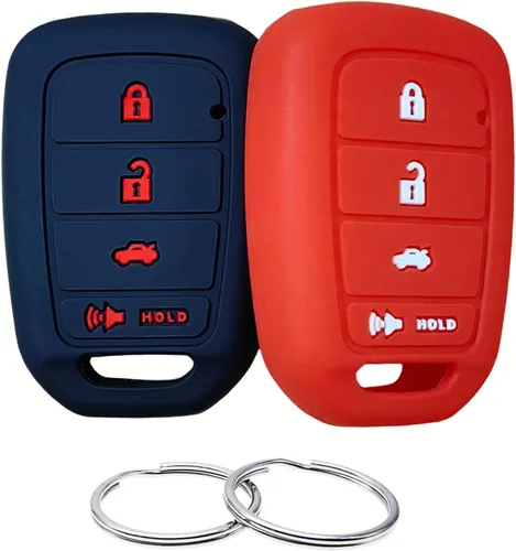 Miniatura 10 de REPROTECTING Funda de goma de silicona para llavero compatible con Honda Accord CR-V Civic Crosstour Fit (solo compatible con llavero recto)
