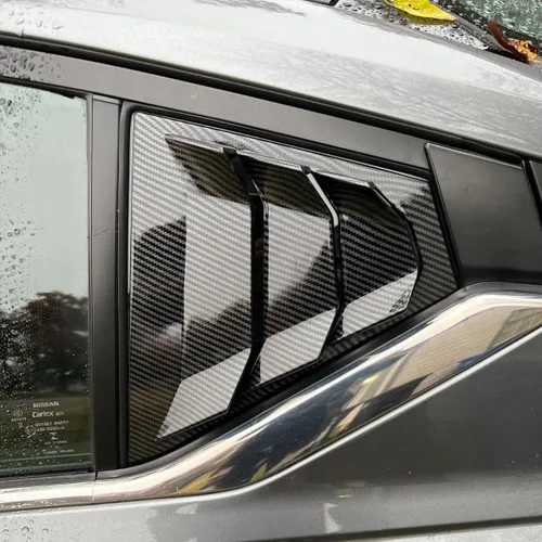 Miniatura 2 de MICROCK Persianas triangulares de vidrio para ventana lateral trasera, estilo carreras, para Nissan Altima 2019, 2020, 2021, 2022, 2023, 2024, fibra