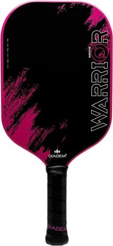Diadem Warrior Edge - Paleta de pickleball, cara grabada de fibra de carbono para Max Spin, borde Aero Guard, núcleo de 0.63 pulgadas, peso medio, 8