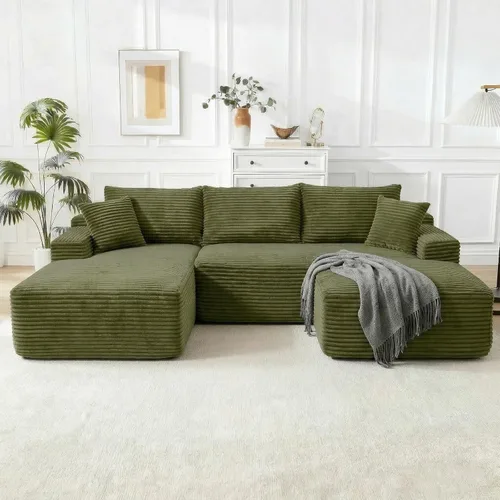 Sofá modular Cloud de 108 pulgadas, moderno sofá deshuesado con otomana móvil, sofá modular de asiento profundo, sofás esquineros de pana para sala