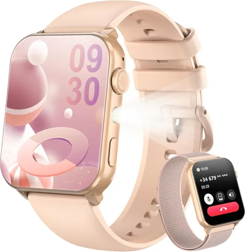 Blackview Reloj inteligente para mujer, 1.91 pulgadas, pantalla táctil HD, con linterna, notificaciones Bluetooth, hacer llamadas, frecuencia