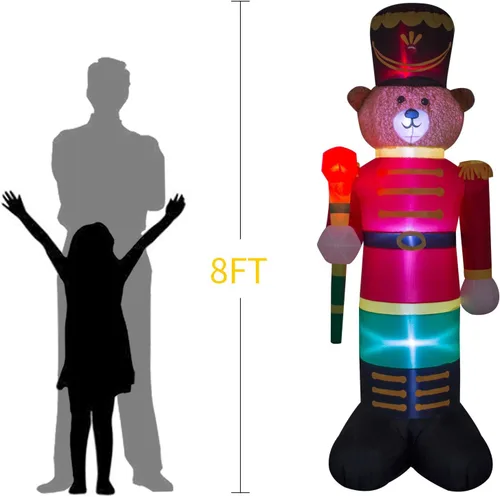Miniatura 4 de Ycolnaefllr Cascanueces Soldado Inflable de Navidad de 8 Pies con Luz LED Decoración Iluminada para Exteriores Fiestas Navideñas Decoración Inflable