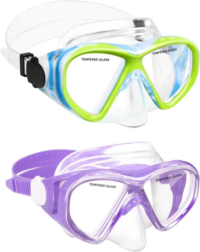 Miniatura 21 de ACQCES Gafas de natación para niños, máscara de buceo para niños y niñas de 5 a 15 años, gafas de natación antivaho de dos colores con cubierta