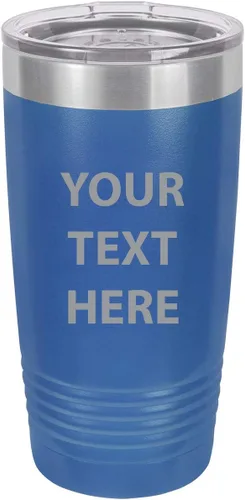 Taza de café personalizable con texto personalizable y grabado láser de 20 onzas Azul