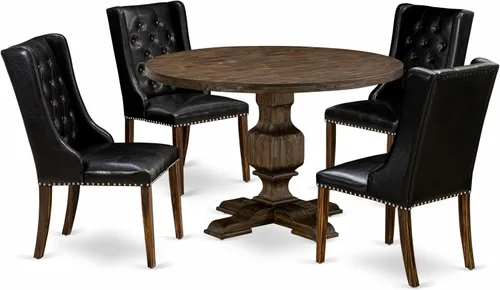 Miniatura 19 de East West Furniture I2FO5-749 Irving - Juego de muebles de habitación de 5 piezas, incluye una mesa de comedor redonda con pedestal y 4 sillas