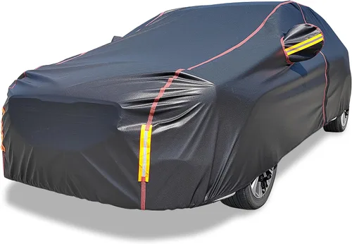 Miniatura 12 de Funda impermeable para automóvil para todo tipo de clima, 6 capas exteriores completas con cremallera de algodón, bolsillo de espejo. Funda