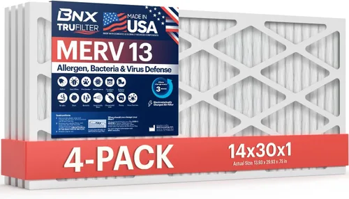 Miniatura 32 de BNX TruFilter - Filtro de aire 10 x 10 x 1 MERV 13, electrostático plisado, para aire acondicionado, HVAC y hornos, para alergias, polen, moho