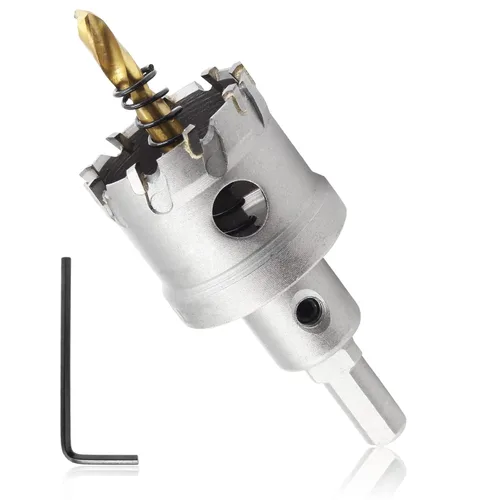 Sierra perforadora de metal de 1-1/2 pulgadas / 1.496 in, cortador de agujeros con punta de carburo de tungsteno con broca piloto chapada en