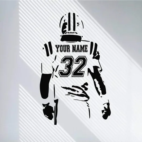 Calcomanía de pared personalizada de fútbol – Elige tu nombre – Números personalizados camisetas de jugador – Adhesivo decorativo para dormitorio de