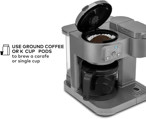 Miniatura 3 de K-Duo - Cafetera para bebidas calientes y frías, cafetera de una porción con cápsulas KCup y jarra de goteo para 12 tazas de café, depósito de agua