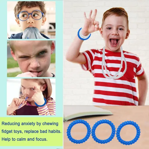 Miniatura 8 de Collares masticables para niños sensoriales, paquete de collar masticable para niños, niñas y adultos con autismo, TDAH, SPD, juguetes sensoriales