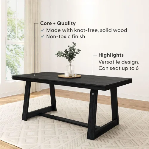 Miniatura 4 de Plank+Beam Mesa de Comedor Estilo Granja de 72 Pulgadas, Mesa de Cocina Rústica de Madera Maciza, Mesa Rectangular Grande de Madera para Comedor