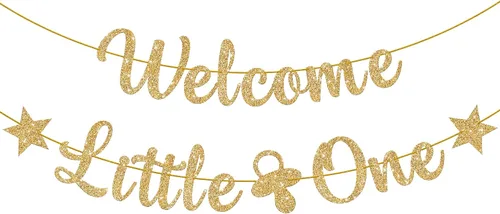 Miniatura 10 de KatchOn Cartel de bienvenida con purpurina Little One - Azul, 10 pies, sin bricolaje Cartel de bienvenida para decoración de baby shower para bebé