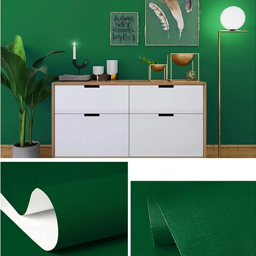 MyFun Papel tapiz de color verde oscuro de 11 yardas, papel adhesivo para despegar y pegar, textura gruesa, impermeable, extraíble, papel de pared