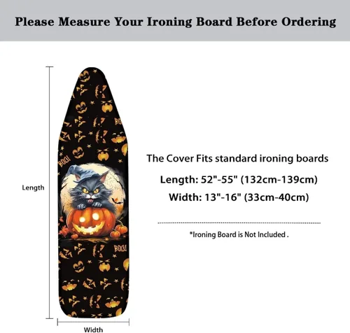 Miniatura 6 de UNICEU Funda de tabla de planchar elástica de 13 x 52 pulgadas con bordes elásticos, cubierta de tabla de hierro resistente a la quema de Halloween