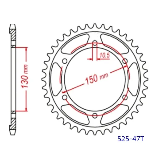 Miniatura 2 de Chain 16T 47T Front Rear Sprocket Wheel Compatible with Yamaha TDM900 5PS TDM 900A ABS FZ8 FZ8N FZ8S FZ-8 FZ-8S FZ-8N FZ 8 TDM 900 525(Front)