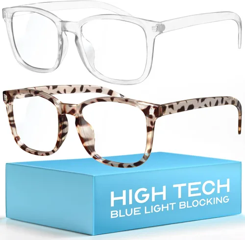 Livho - Paquete de 2 lentes de bloqueo de luz azul para computadora, lectura, juegos, televisión, teléfonos, lentes para mujeres y hombres, *B5