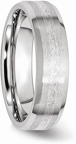 Miniatura 4 de Anillo de plata de ley 925 con incrustaciones de cobalto macizo, borde biselado de 0.236in, acabado mate cepillado