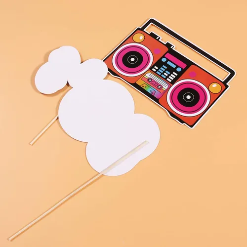 Miniatura 9 de LUOEM 21 piezas de accesorios para cabina de fotos de los años 80, divertidos accesorios de fotos para fiesta de cumpleaños con palos de madera