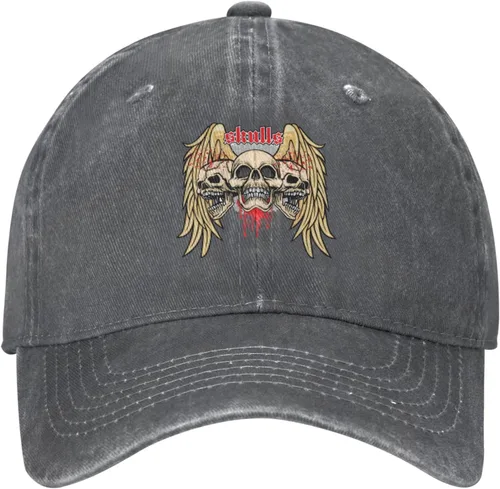 Miniatura 2 de Cowboy Hat Trendy Hats for Man and Women Djustable Four Season Outdoor Baseball Cap of Hell Skull with Angel Deep Heather
