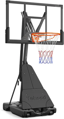 Yohood - Canasta de baloncesto portátil para exteriores con tablero de 44/48 pulgadas, sistema de meta ajustable rápidamente a 10 pies con ruedas