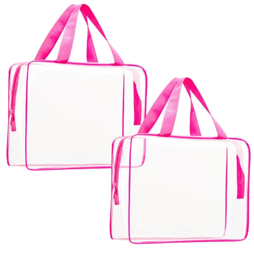 Miniatura 26 de Kit de 3 piezas de bolsas de artículos de aseo de viaje de PVC cristalino para mujeres y hombres, organizador de embalaje de vinilo impermeable