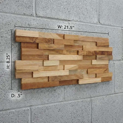 Miniatura 3 de Bare Decor EZ-Wall Mosaico 3D en madera maciza de teca, 1 baldosa de muestra, azulejos de acabado natural