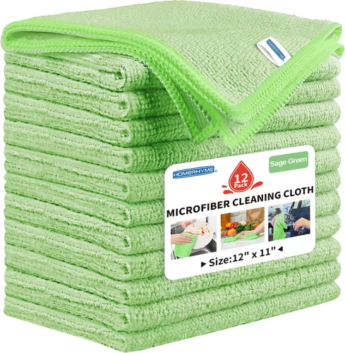 Miniatura 12 de Paño de limpieza de microfibra, paquete de 12 trapos de limpieza Biege, paños de limpieza de 12 x 11 pulgadas, paños de lavado sin pelusas, toallas