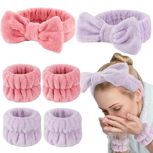 Miniatura 23 de WHAVEL Juego de 6 diademas y pulseras de spa, cintillo de lavado facial, muñequeras para lavar la cara, maquillaje, cuidado de la piel, banda