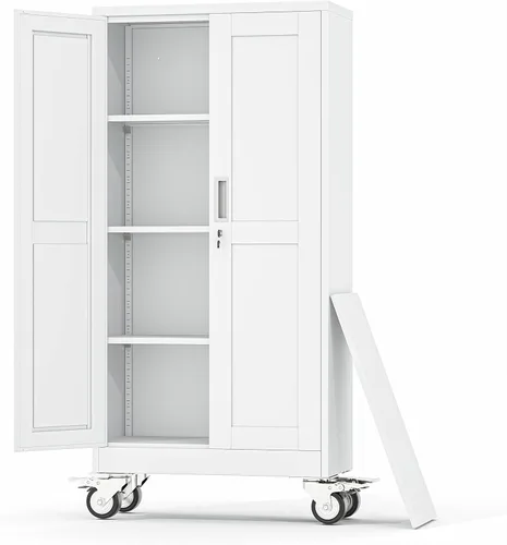 Miniatura 13 de Gabinete de Almacenamiento de Metal Negro, Gabinete de Almacenamiento Alto de 36" con Cerradura y 2 Estantes Ajustables, Organizador de Casillero